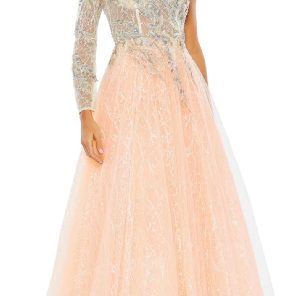 Size 14 Mac Duggal Light Pink Embroidered One Shoulder Bodice Ballgown